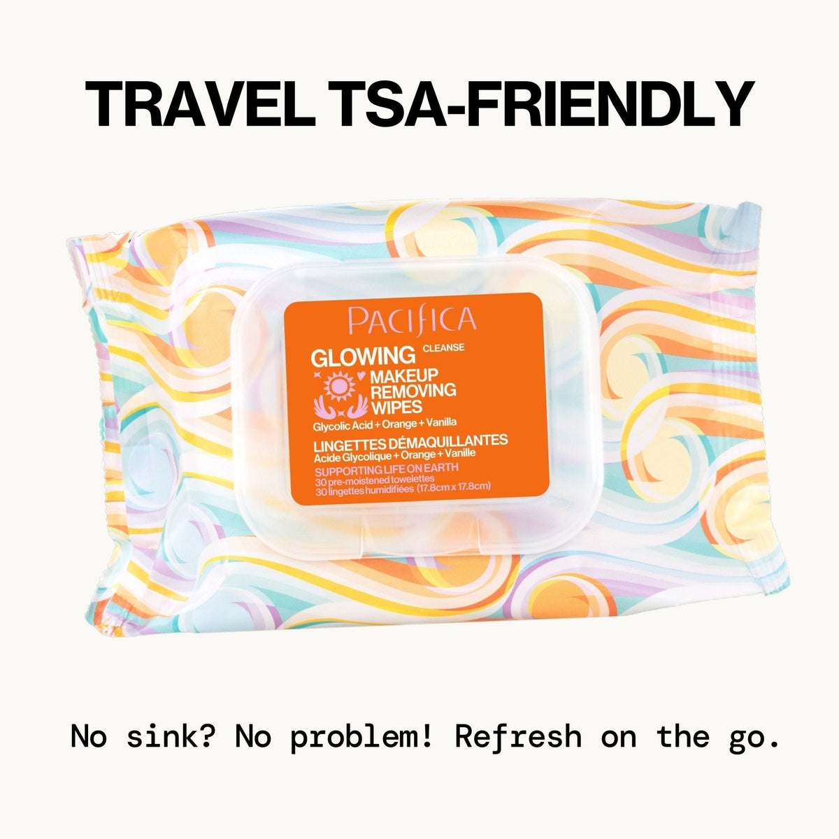 Glowing Glycolic Acid, Orange & Vanilla Makeup Removing Wipes