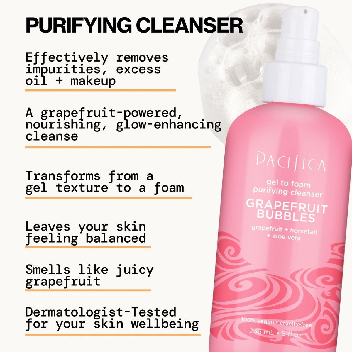 Grapefruit Bubbles Gel to Foam Purifying Cleanser